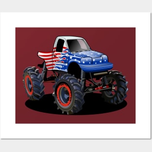 Cartoon monster truck Posters and Art